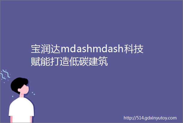 宝润达mdashmdash科技赋能打造低碳建筑